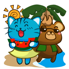 [LINEスタンプ] Good friends animals - Summer