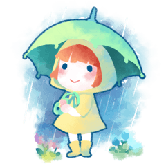[LINEスタンプ] 雨か降る日の少女の画像（メイン）