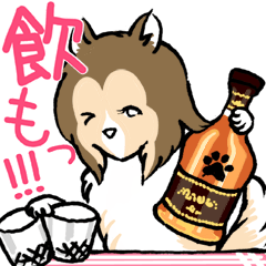 [LINEスタンプ] ワンコと飲み会