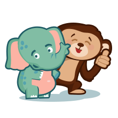 [LINEスタンプ] The Monkey and his Elephant friend