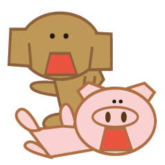 [LINEスタンプ] ガウガウ犬と豚のブヒブヒ