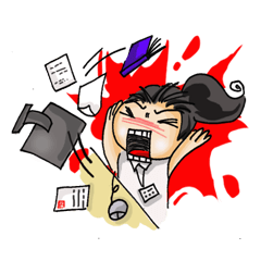 [LINEスタンプ] Stickers of a Sweating Employee-female
