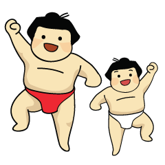 [LINEスタンプ] Sumo Dad and Sumo Son - Englishの画像（メイン）