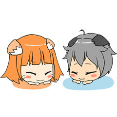 [LINEスタンプ] Chibi Style - Wolf Boy ＆ Girl - Englishの画像（メイン）