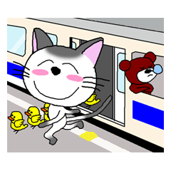 [LINEスタンプ] ニャッピのゆる～い1日