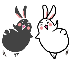 [LINEスタンプ] 白と黒のうさぎ 英語バージョンの画像（メイン）