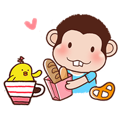 [LINEスタンプ] サルとひょこちゃんの日常の画像（メイン）