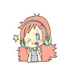 [LINEスタンプ] ヘッドフォンの女の子の画像（メイン）