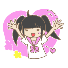 [LINEスタンプ] 黒髪ぱっつんツインテちゃん。の画像（メイン）