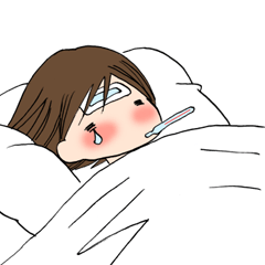 [LINEスタンプ] えりちゃん＆ゆうちゃん病気や花粉で大変編