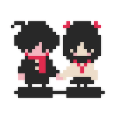 [LINEスタンプ] Pixels ＆ Lovers #01 ユウ＆ユイの画像（メイン）