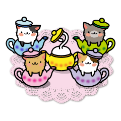 [LINEスタンプ] Teapot cat-BUCHI-(ティーポットぶちねこ)の画像（メイン）