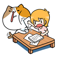 [LINEスタンプ] Miki and Giant cat