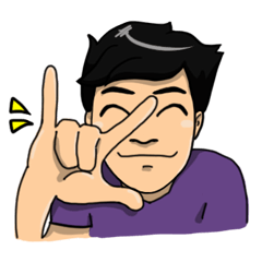 [LINEスタンプ] Purple Shirt Men