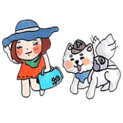 [LINEスタンプ] Mali's mom and her samoyed puppyの画像（メイン）