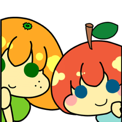 [LINEスタンプ] りんご君とみかんちゃん