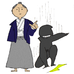 [LINEスタンプ] 待ち合わせする武士と忍者の画像（メイン）