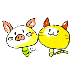 [LINEスタンプ] -kokeshi_シリーズ- こけぶた ＆ こけねこ