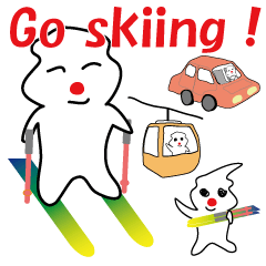[LINEスタンプ] スキーをする ぽっくん(英語版)