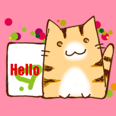 [LINEスタンプ] 猫付きメッセージボード（英文ご挨拶）の画像（メイン）