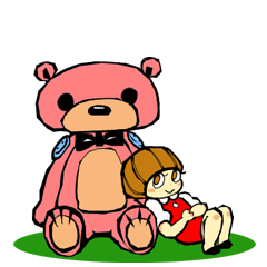 [LINEスタンプ] ピンクマとおんなのこの画像（メイン）