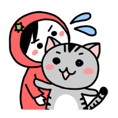 [LINEスタンプ] 食いしん坊ねこ「まめ太」と「とまと」