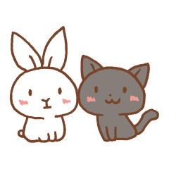 [LINEスタンプ] 白うさちゃんと黒ねこくんの画像（メイン）