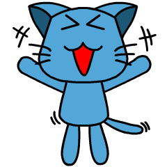 [LINEスタンプ] ちび青ねこ‧ともに遊ぶ！の画像（メイン）