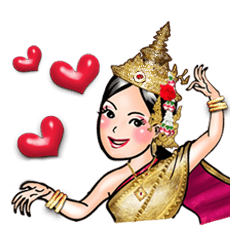 [LINEスタンプ] Samornsri: Thai traditional dress1 (Eng)