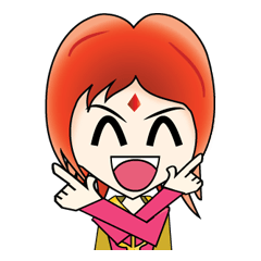 [LINEスタンプ] Yumiki Kasaiko, Girl with Flame Red Hairの画像（メイン）