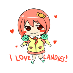 [LINEスタンプ] Candy Boy and Girl - cute - (EN)