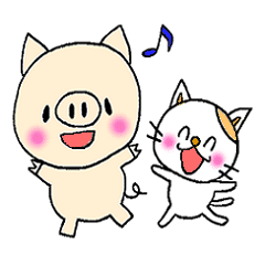 [LINEスタンプ] ぶた丸とねこ吉の画像（メイン）