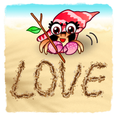 [LINEスタンプ] Sand Writing ＆ Hermit Crab (Int'l)