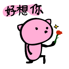 [LINEスタンプ] 幸せを呼ぶピンク色の猫（繁体字ver.）