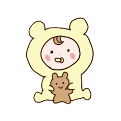 [LINEスタンプ] くまさんの着ぐるみ赤ちゃんの画像（メイン）