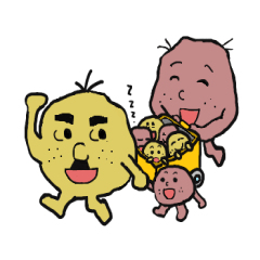 [LINEスタンプ] Potato family with friends veggie talkの画像（メイン）