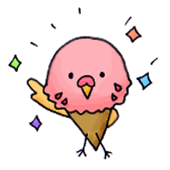 [LINEスタンプ] イチゴアイス小鳥くん