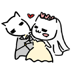 [LINEスタンプ] ねこときどききつね 結婚式の画像（メイン）