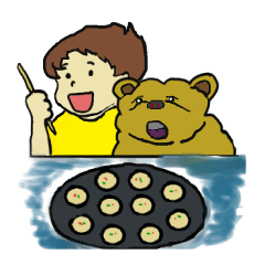 [LINEスタンプ] Four siblings happy in Osaka