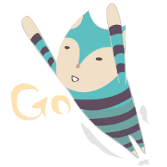 [LINEスタンプ] blue cat in striped shirtの画像（メイン）