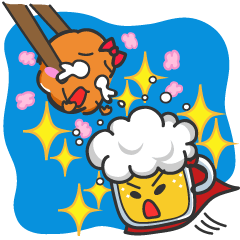 [LINEスタンプ] Mr. Beer ＆ Miss.Chicken filetの画像（メイン）