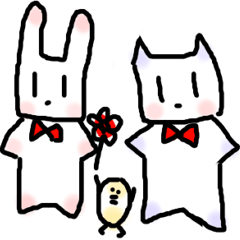 [LINEスタンプ] ネコとウサギとひよこスタンプ