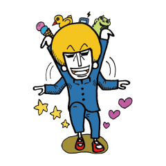 [LINEスタンプ] アフロ少年の日常の画像（メイン）