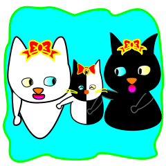 [LINEスタンプ] オッドアイ猫ファミリー