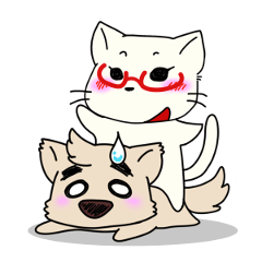 [LINEスタンプ] まゆげ犬とメガネぬこ 2