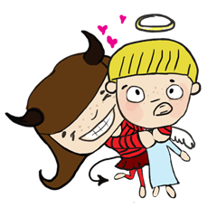 [LINEスタンプ] Story of poor Valentine and Devil Debbie