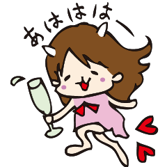 [LINEスタンプ] お馬鹿な鬼娘1の画像（メイン）