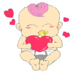 [LINEスタンプ] Pink Hair Baby