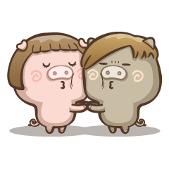 [LINEスタンプ] Fat pig couple