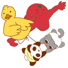 [LINEスタンプ] ネコパンダひよこトマト2の画像（メイン）